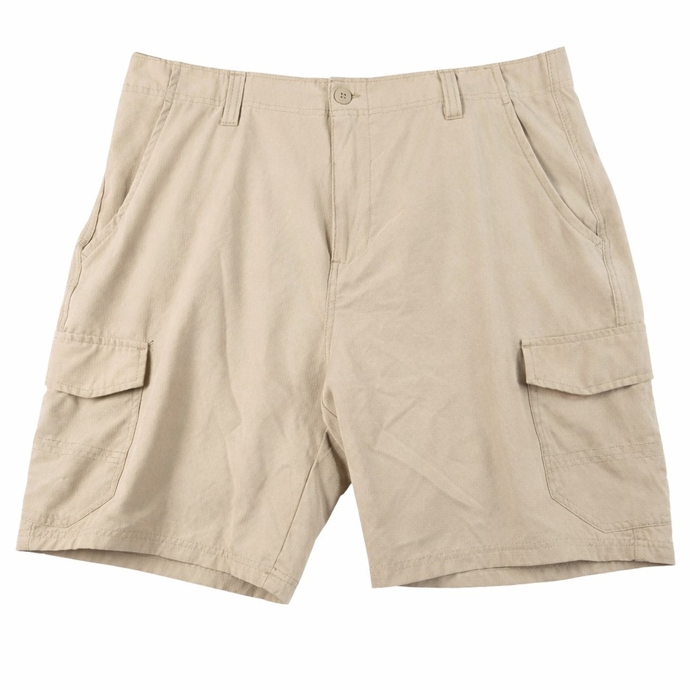 Iron Co. Men's Cargo Shorts Size 38 Beige Outdoor Utility Polyester Blend
